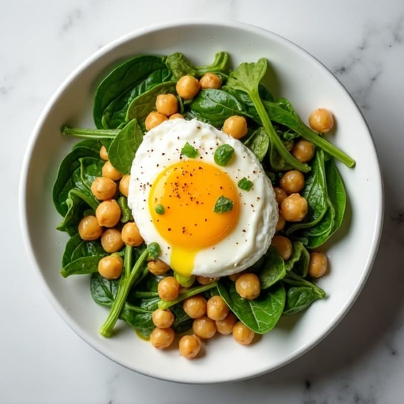 Egg White and Spinach Salad with Chickpeas and Lemon Vinaigrette