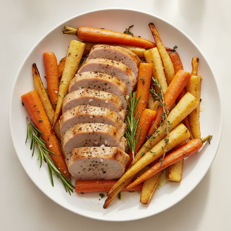 Garlic-Herb Roasted Pork Tenderloin with Root Vegetables