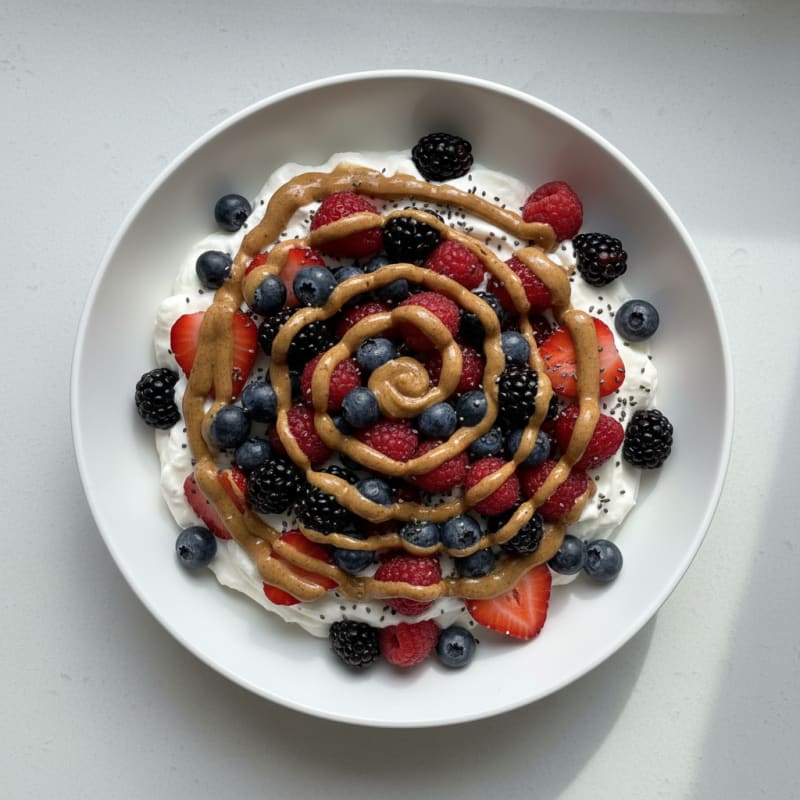 Greek Yogurt Protein Bowl with Mixed Berries and Almond Butter