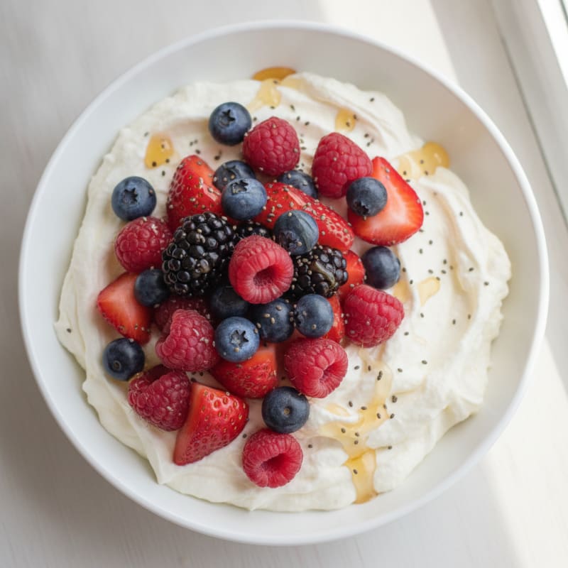 Silky Greek Yogurt Protein Mousse with Mixed Berries