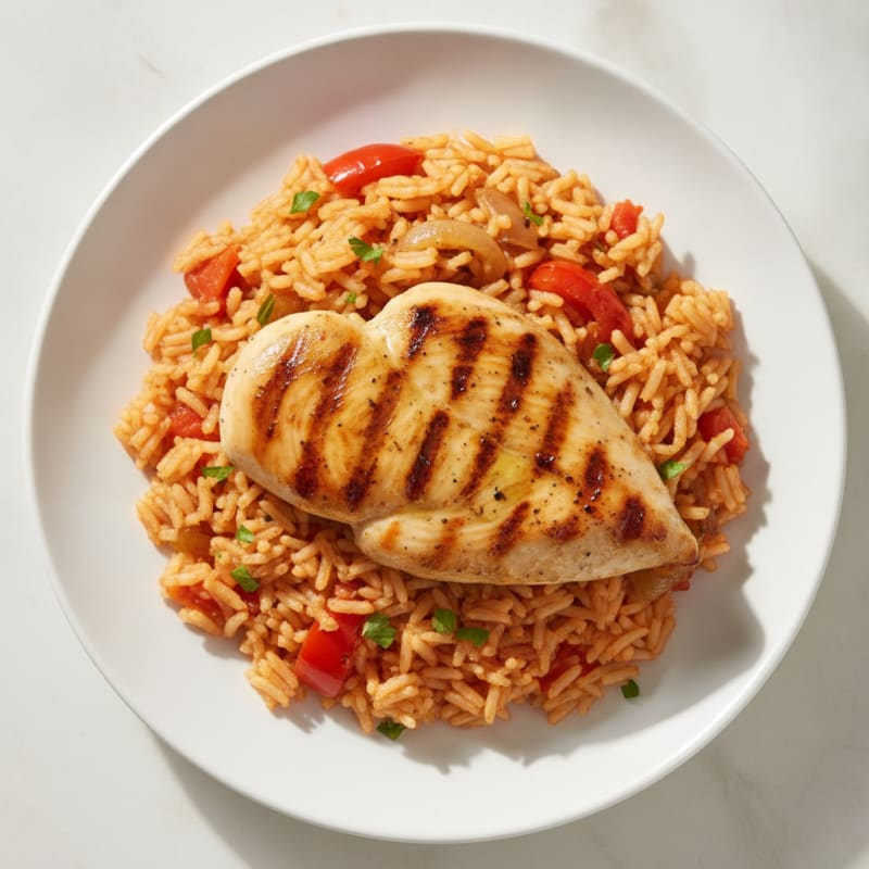 Grilled Chicken Breast with Tomato Rice