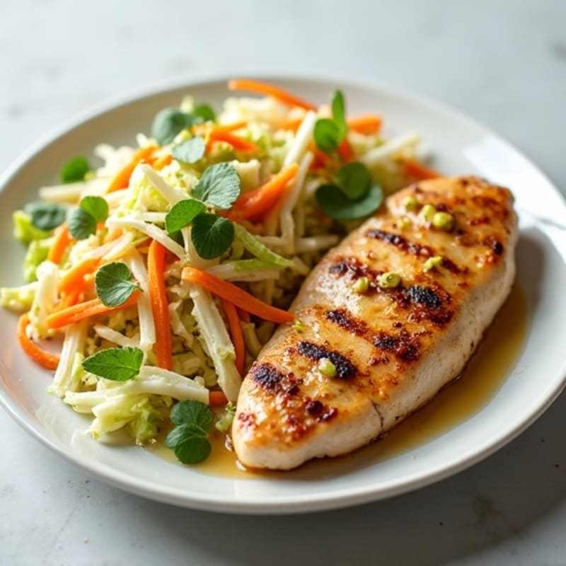 Grilled Chicken Breast with Crunchy Cabbage Slaw