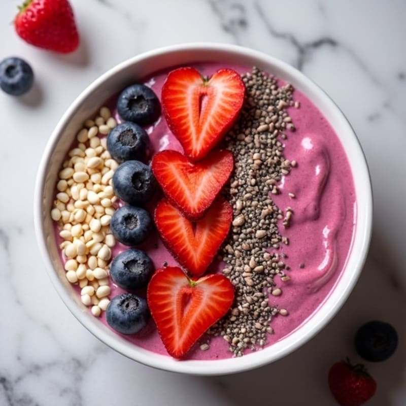 Silky Tofu Protein Smoothie Bowl with Chia and Berries