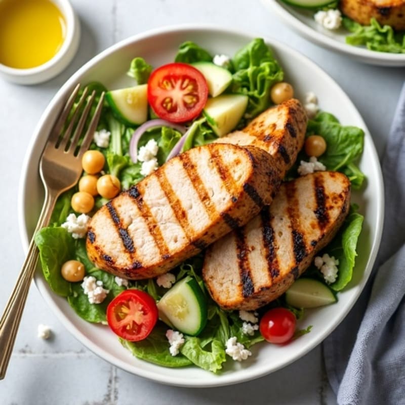 Grilled Turkey Breast Salad with Chickpeas and Lemon Dressing