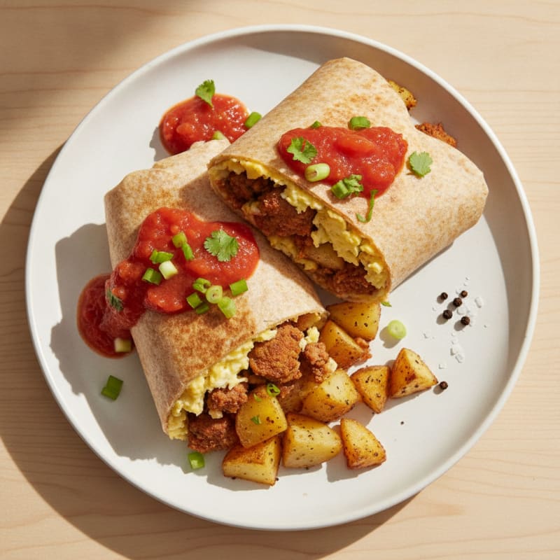 Hearty Breakfast Burrito with Chorizo and Potatoes