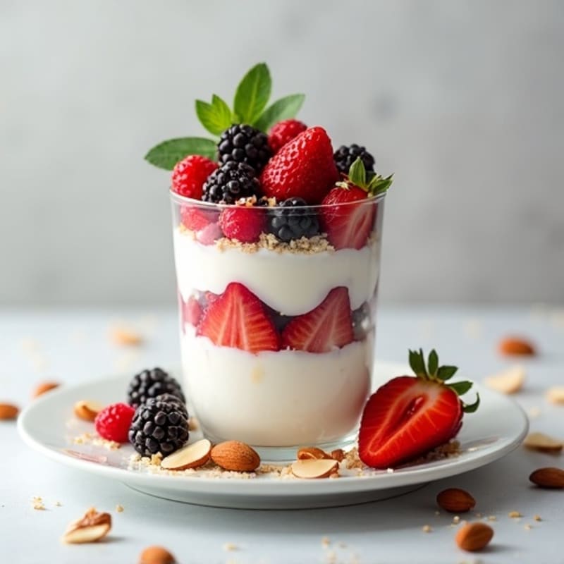 Greek Yogurt Parfait with Fresh Berries and Almonds