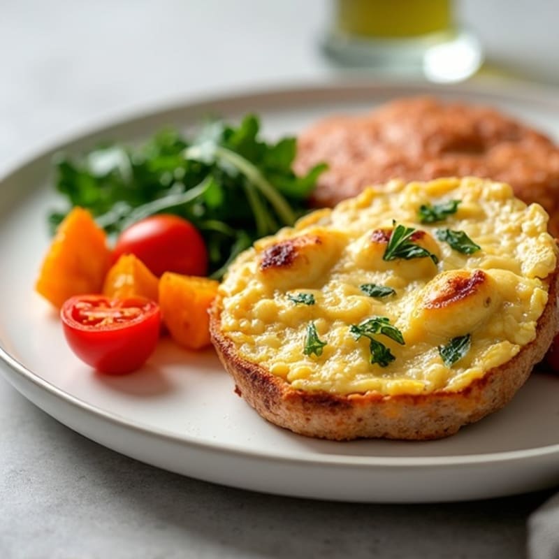Egg White Scramble with Turkey Sausage and Roasted Sweet Potatoes