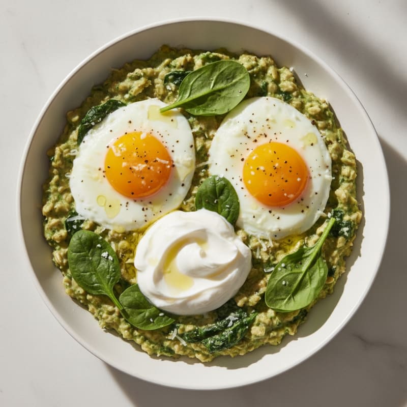 Baked Eggs with Savory Oatmeal