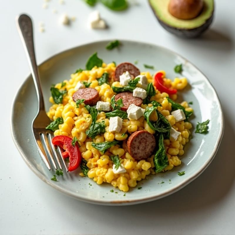 Egg White and Turkey Sausage Scramble with Spinach