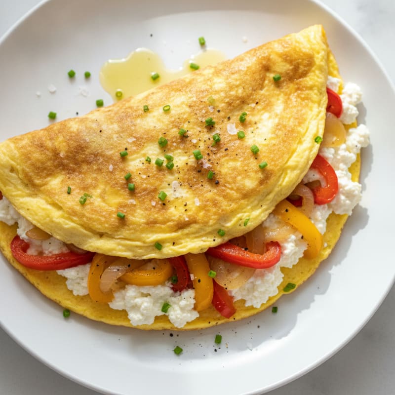 Bell Pepper and Onion Cottage Cheese Omelette