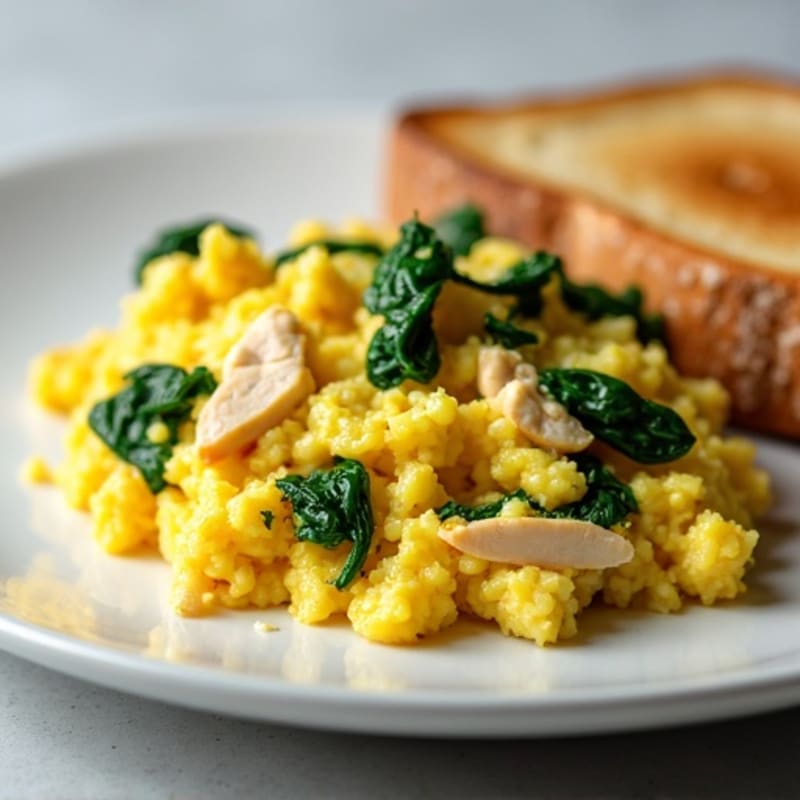 Scrambled Egg Whites with Chicken and Spinach