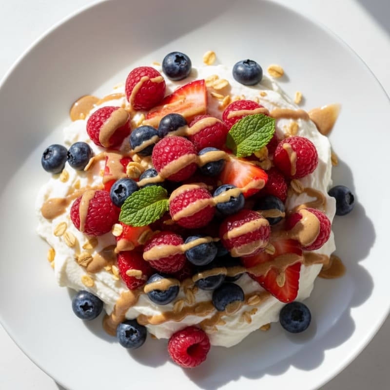 Silky Greek Yogurt Protein Mousse with Mixed Berries