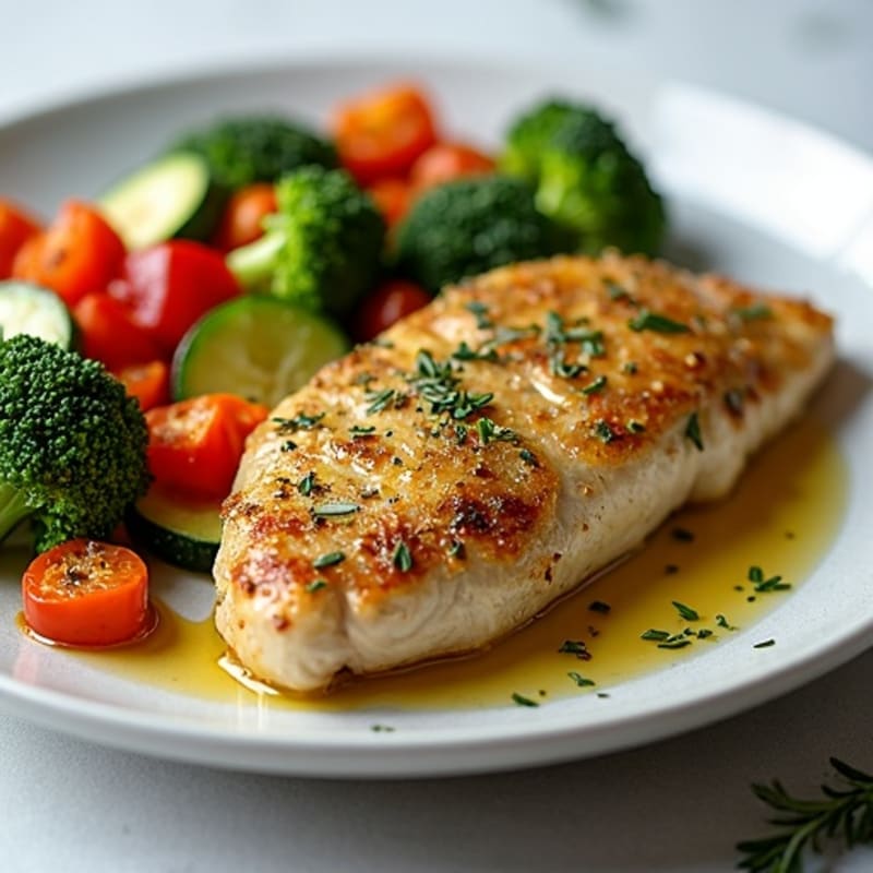 Herb-Crusted Pan Seared Chicken with Roasted Vegetables