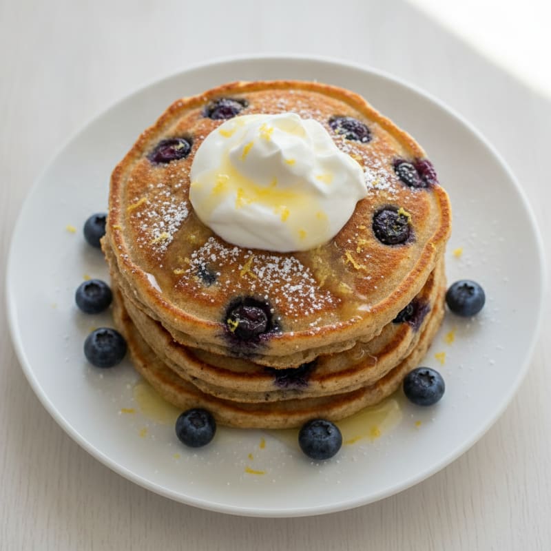 Blueberry Ricotta Pancakes with Lemon Zest