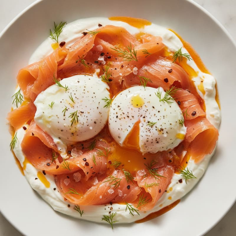 Poached Eggs with Dill Yogurt and Smoked Salmon