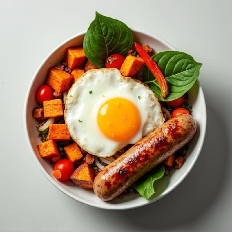 Savory Turkey Sausage Sweet Potato Hash Bowl