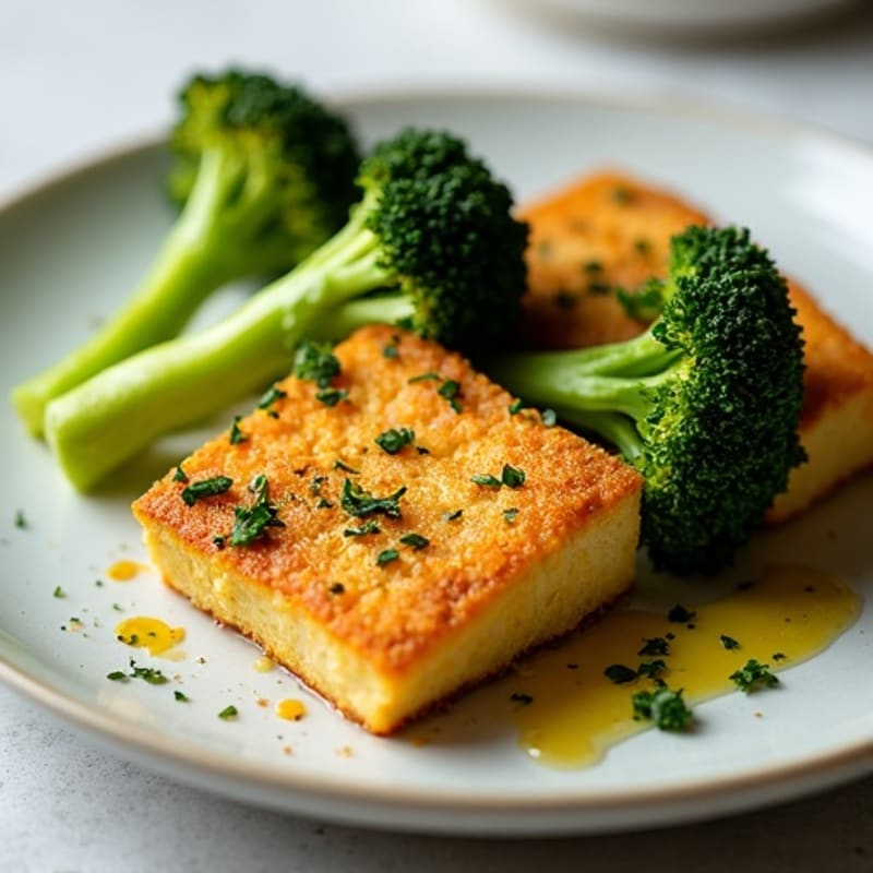 Crispy Herbed Tofu Steaks with Roasted Broccoli