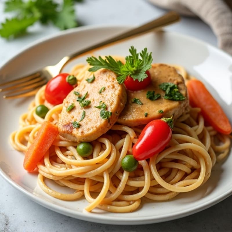 Creamy Peanut Chicken and Vegetable Noodles