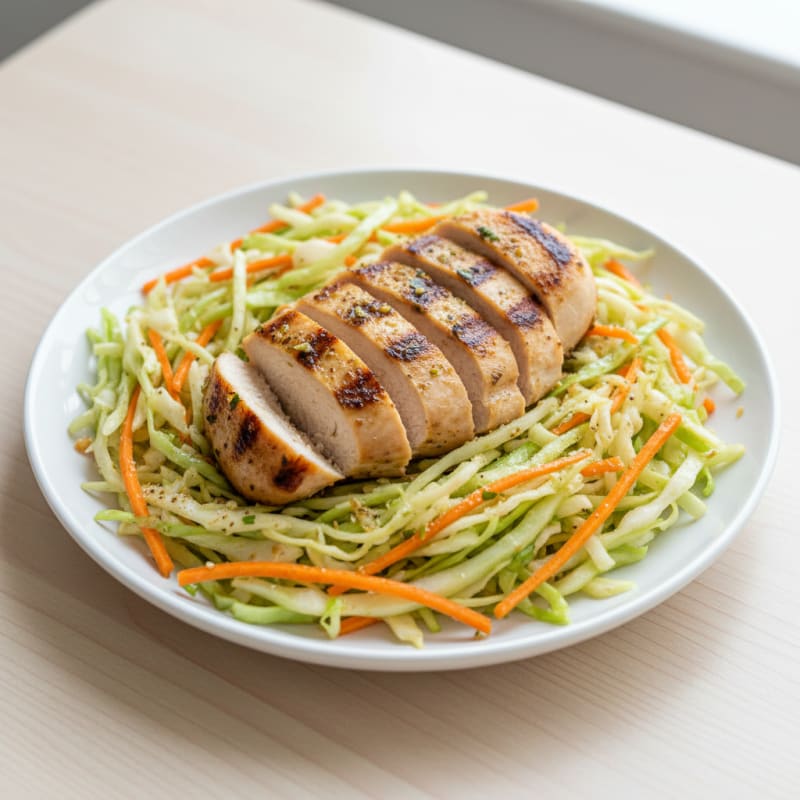 Grilled Chicken Breast with Crunchy Cabbage Slaw