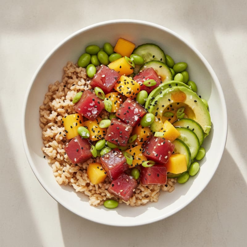 Ahi Tuna Poke Bowl with Tropical Fruit