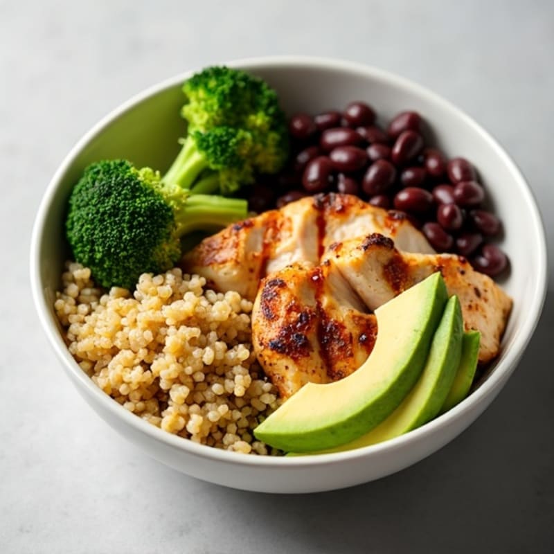 Grilled Chicken and Quinoa Power Bowl with Roasted Broccoli