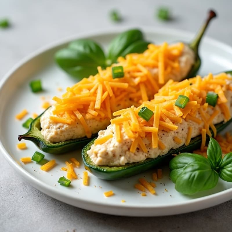Spicy Baked Jalapeños Stuffed with Creamy Chicken