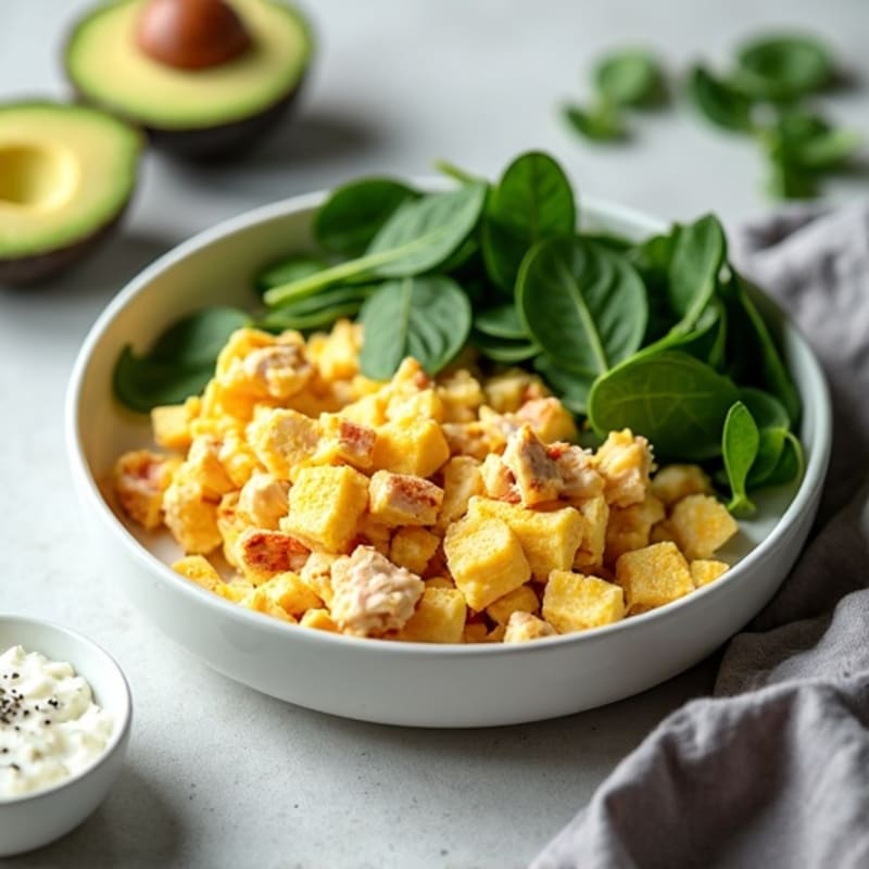 Egg White and Turkey Spinach Scramble with Cottage Cheese