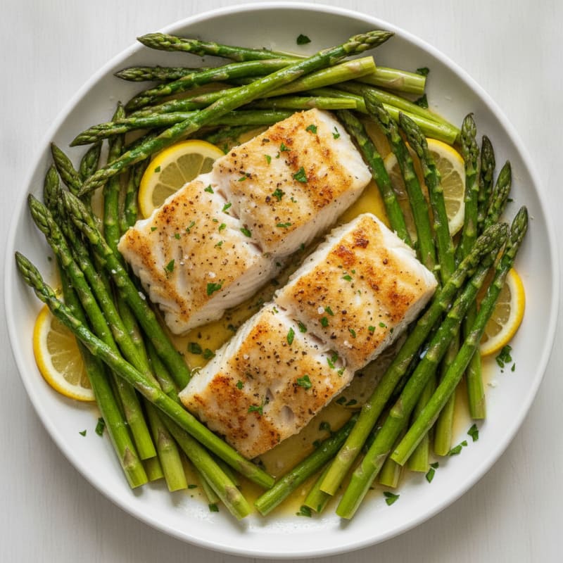 Lemon Herb Baked Cod with Asparagus