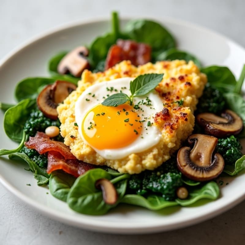 Egg White Spinach Scramble with Turkey Bacon