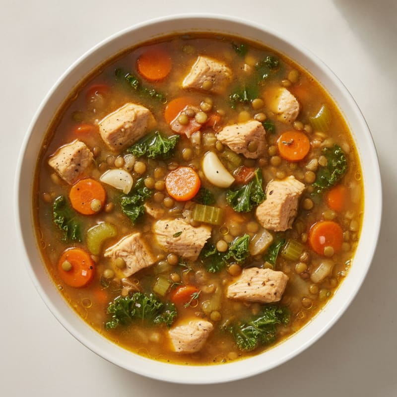 High-Protein Chicken and Lentil Vegetable Soup