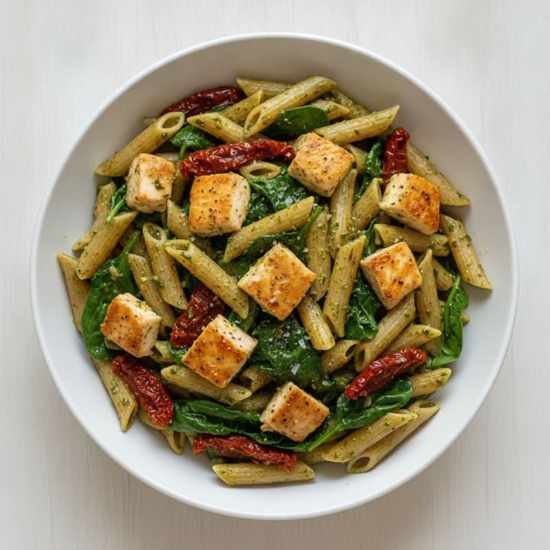 Pesto Chicken Pasta with Sun-Dried Tomatoes