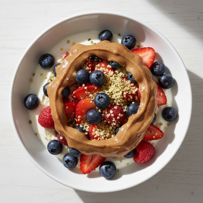 Greek Yogurt Bowl with Mixed Berries and Almond Butter