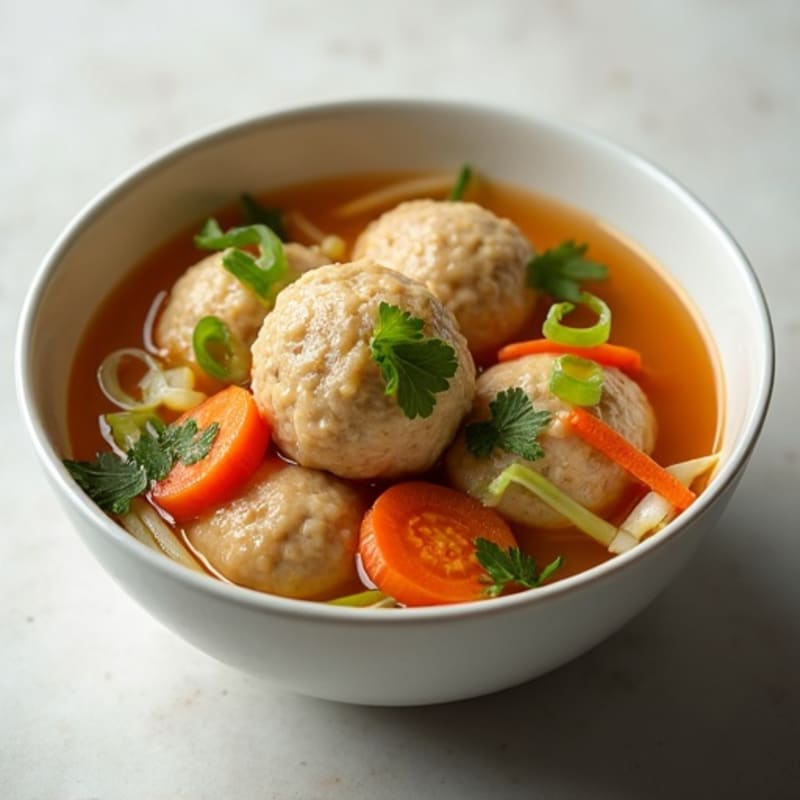Savory Ginger Chicken Meatball Soup