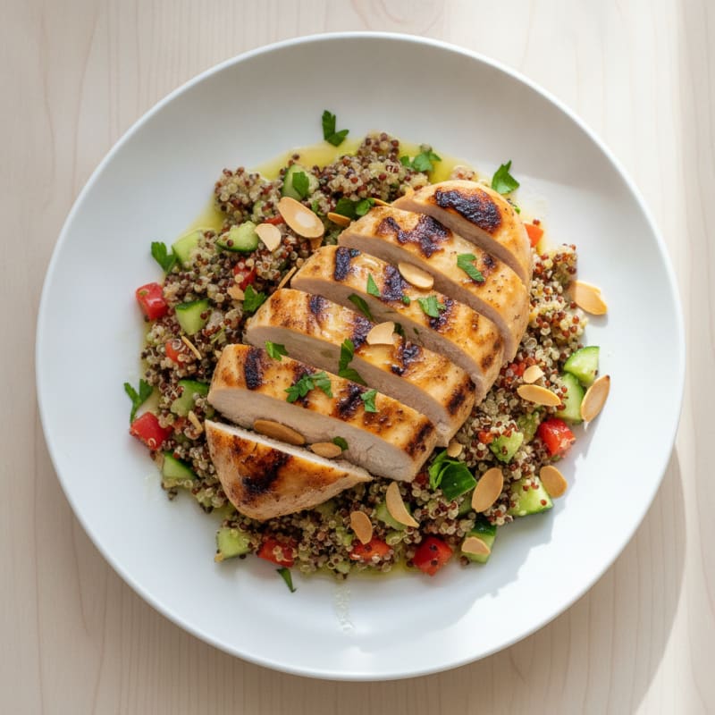Grilled Chicken Breast with Crunchy Quinoa Salad