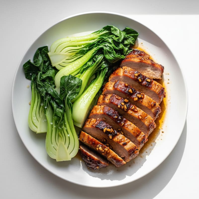 Honey-Garlic Char Siu Pork with Bok Choy