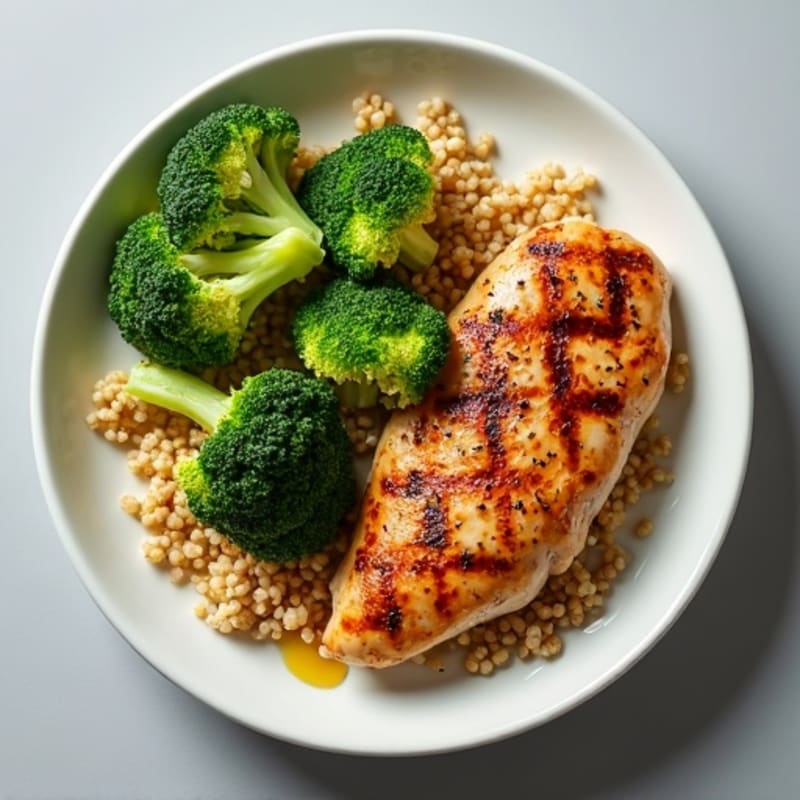 Grilled Chicken Breast with Roasted Broccoli and Quinoa