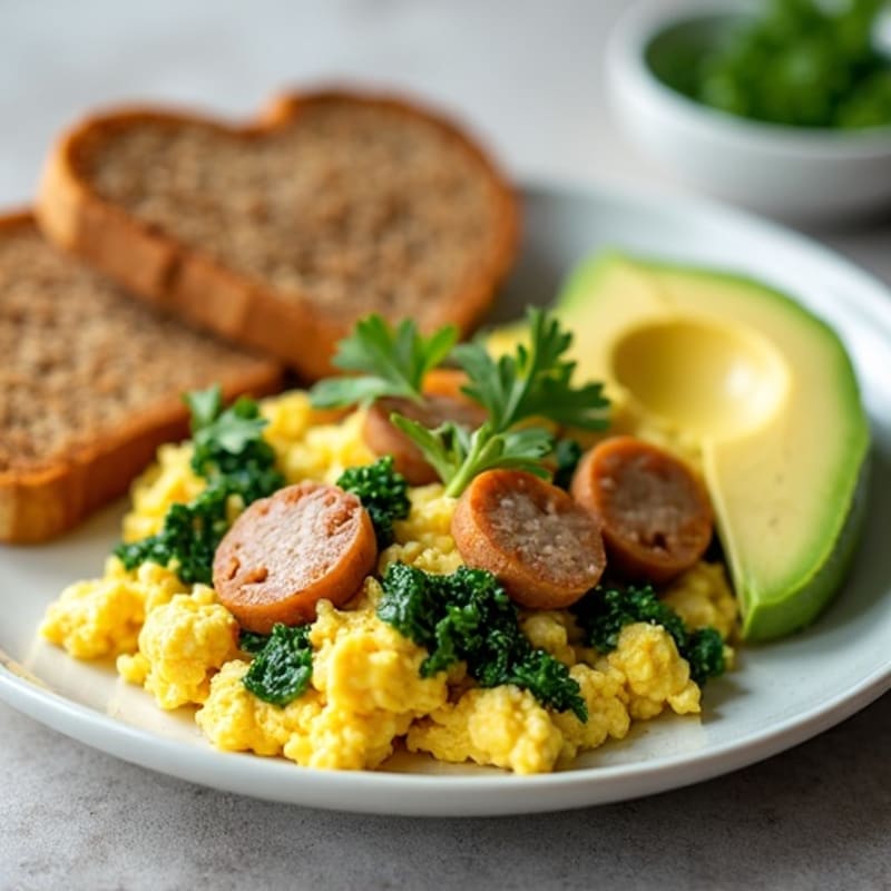Egg White and Turkey Sausage Scramble with Spinach