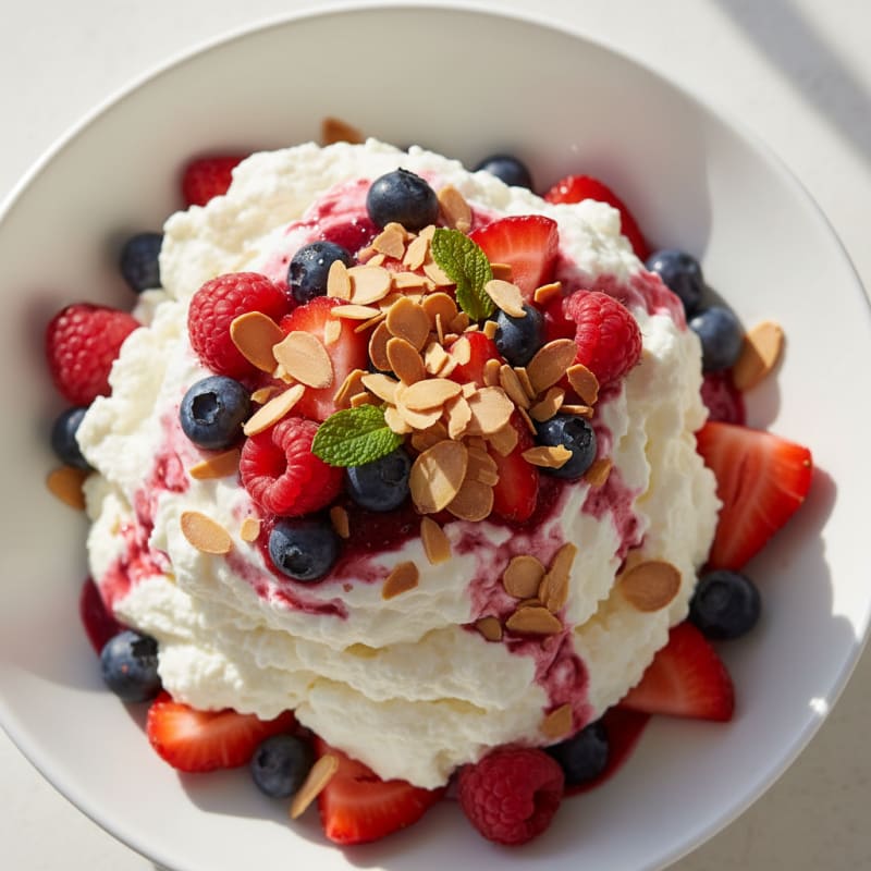 Greek Yogurt Protein Mousse with Mixed Berries