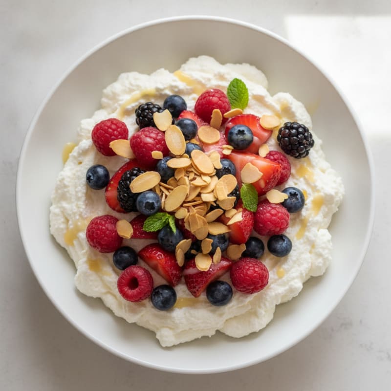 Greek Yogurt Protein Mousse with Mixed Berries