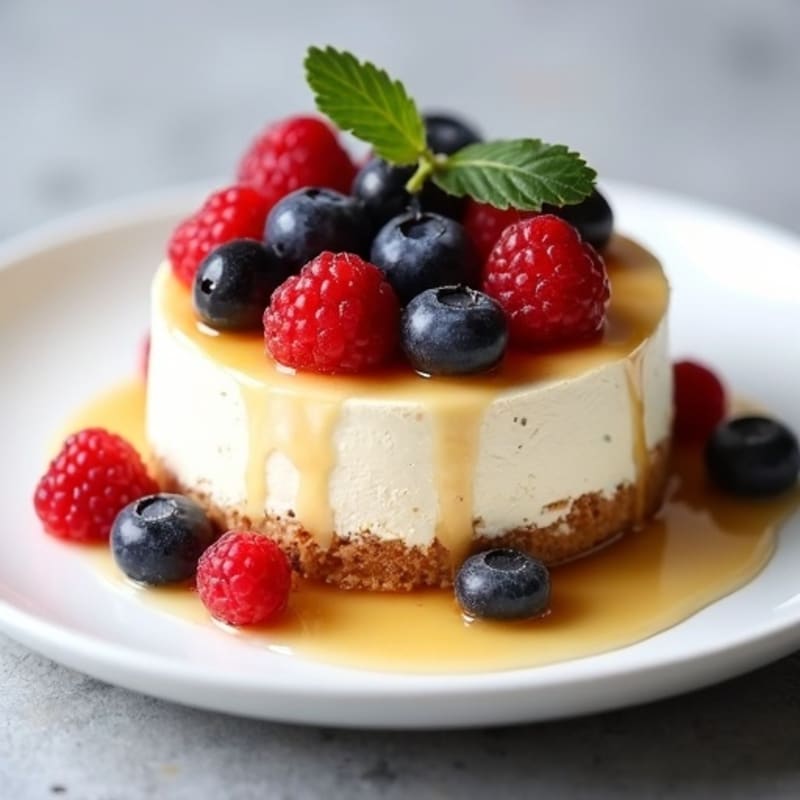 Greek Yogurt Protein Cheesecake with Mixed Berries