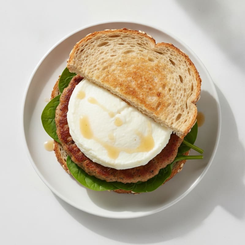 Egg White and Turkey Sausage Breakfast Sandwich with Whole Grain Bread