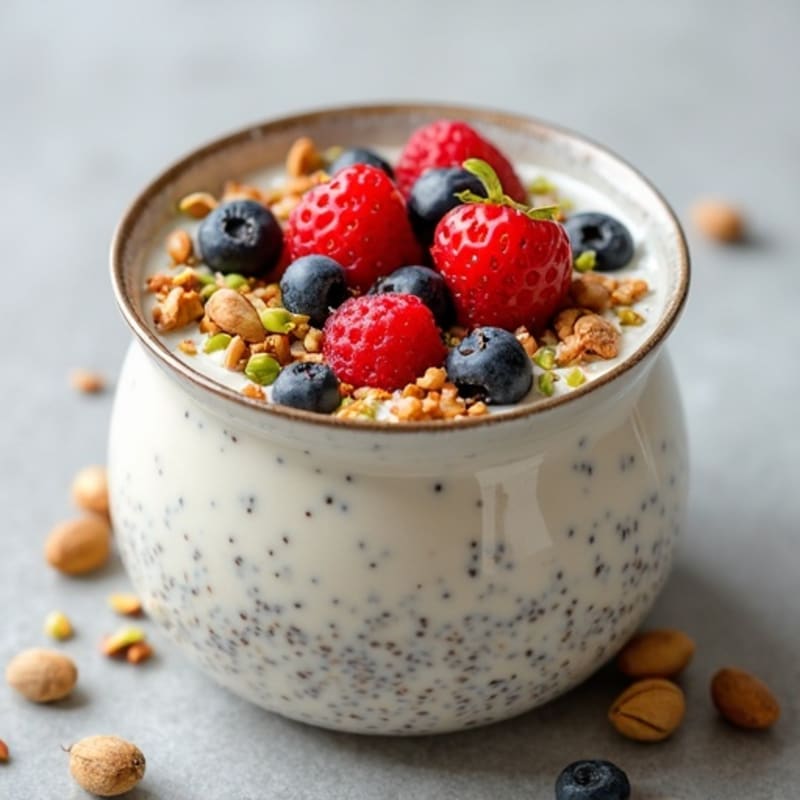 Creamy Vanilla-Chia Pudding with Pistachios and Fresh Berries