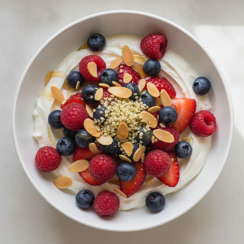 Skyr Bowl with Mixed Berries and Toasted Almonds