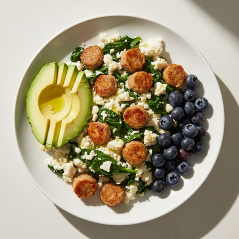 Egg White Scramble with Spinach and Turkey Sausage