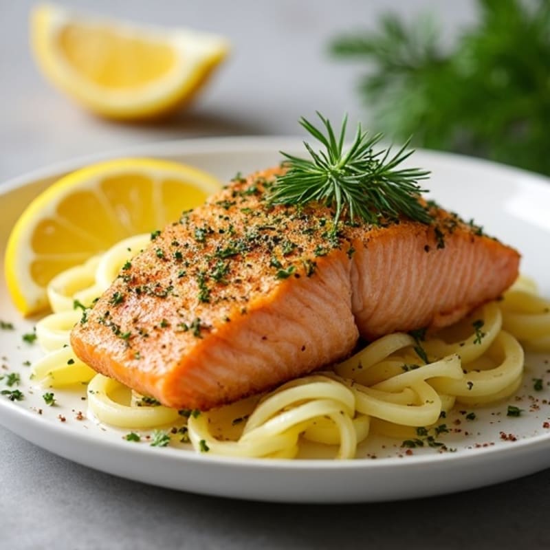 Herb-Crusted Pan Seared Salmon with Lemon