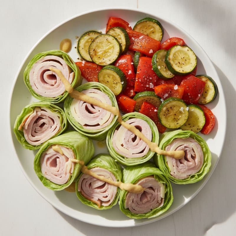 Turkey & Provolone Lettuce Wraps with Roasted Vegetables