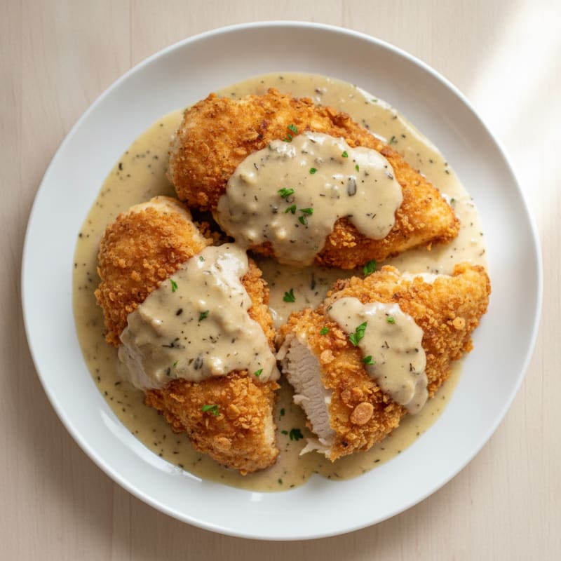 Crispy Buttermilk Fried Chicken with Creamy Gravy