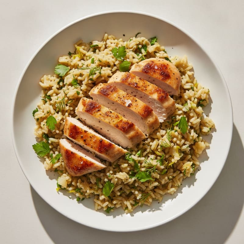 Lemon Herb Rice Pilaf with Seared Chicken
