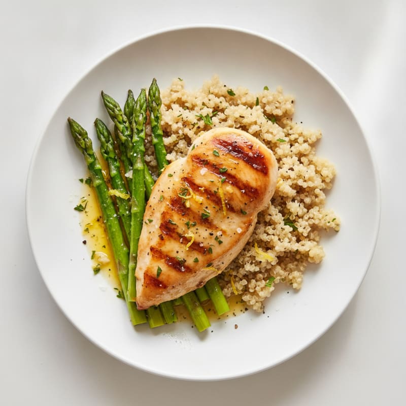 Lemon-Herb Roasted Chicken & Asparagus with Quinoa