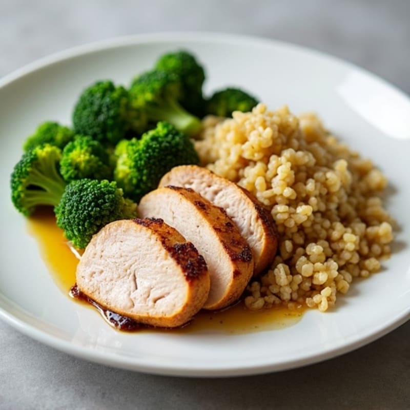 Seared Turkey Breast with Steamed Broccoli and Quinoa